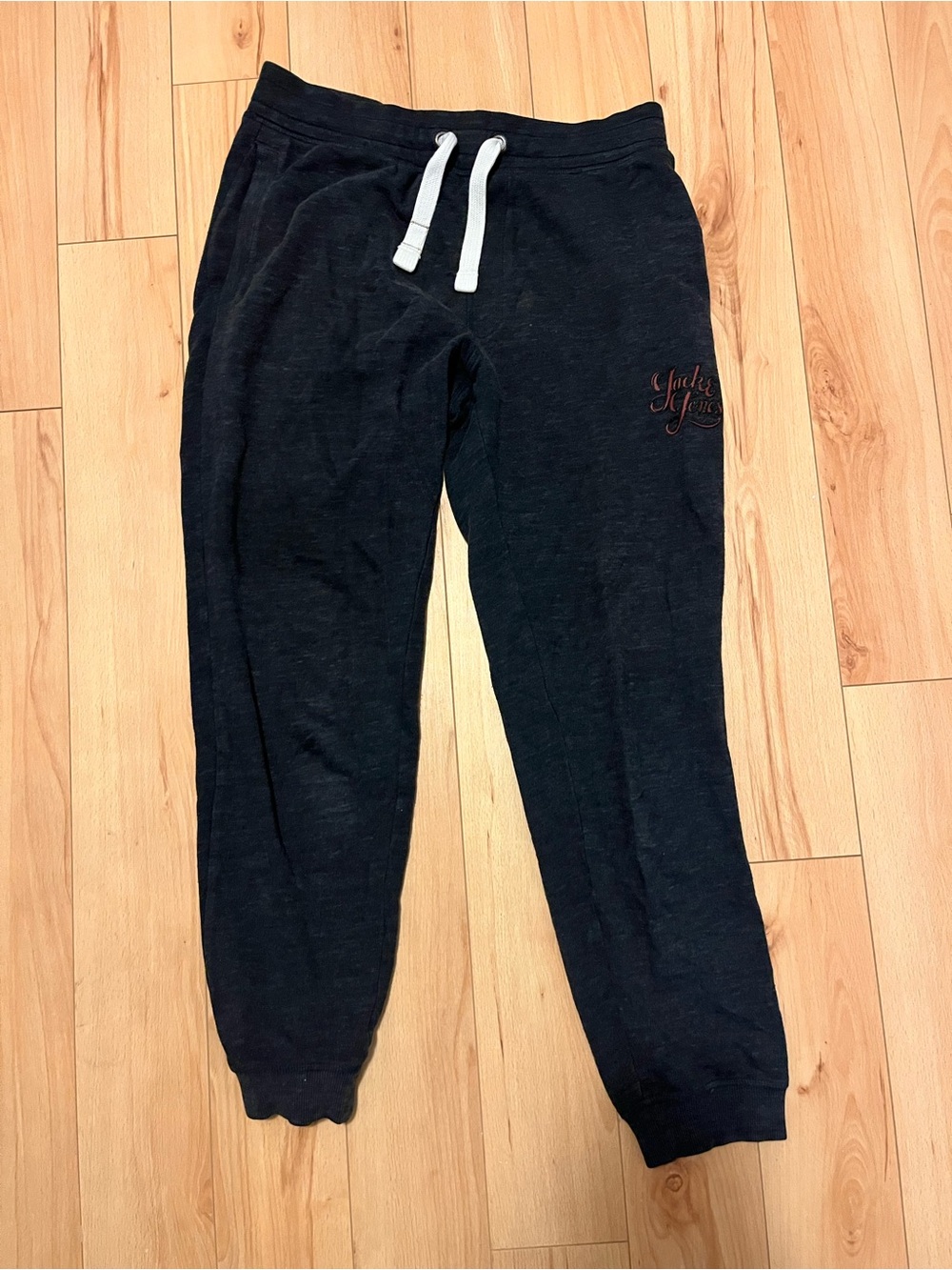 Jack & Jones Black Sweatpants with White Drawstring